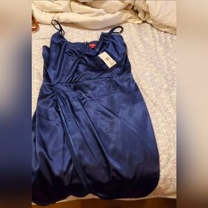 Guess Satin Midi Dress in Royal Blue